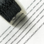 Load image into Gallery viewer, Black Rhodium Sterling Silver Smooth Long and Short Link Chain