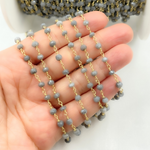 Load image into Gallery viewer, Coated Grey Quartz Gold Plated Wire Chain. CQU16