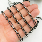 Load image into Gallery viewer, Black Rhodium Sterling Silver Diamond Cut Long & Short Chain
