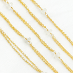 Load image into Gallery viewer, White Moonstone Rondel Shape Gold Plated Wire Chain.