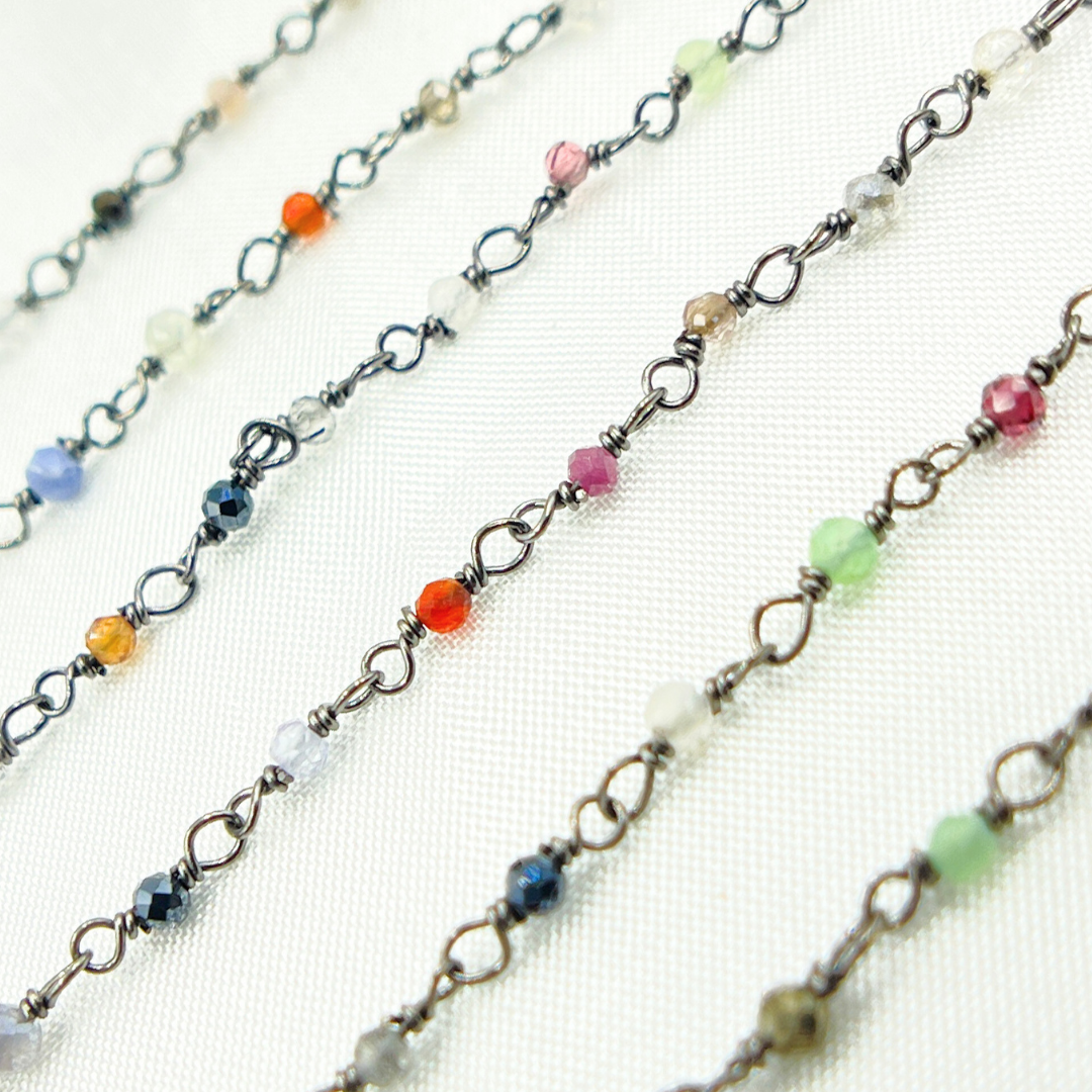 Multi Spinal Faceted Roundel Wire Wrapped Chain