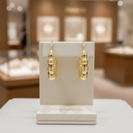 Load image into Gallery viewer, GER145. 14K Hollow Gold Textured Hoop Earrings