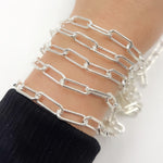 Load image into Gallery viewer, Sterling Silver Smooth Paperclip Chain