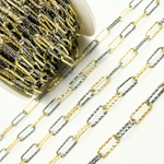 Load image into Gallery viewer, 925 Sterling Silver Gold Plated & Black Rhodium Diamond Cut Paperclip Chain