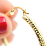 Load image into Gallery viewer, GER77. 14K Tri-Color Gold Diamond-Cut Hollow Hoop Earrings