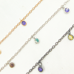 Load image into Gallery viewer, Multi Color Cubic Zirconia 3mm Round Shape Dangle Chain