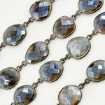Load image into Gallery viewer, Coated Grey Moonstone Organic Shape Bezel Oxidized Wire Chain.