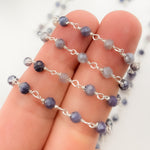 Load image into Gallery viewer, Coated Blue Quartz Sterling Silver Wire Wrap Chain