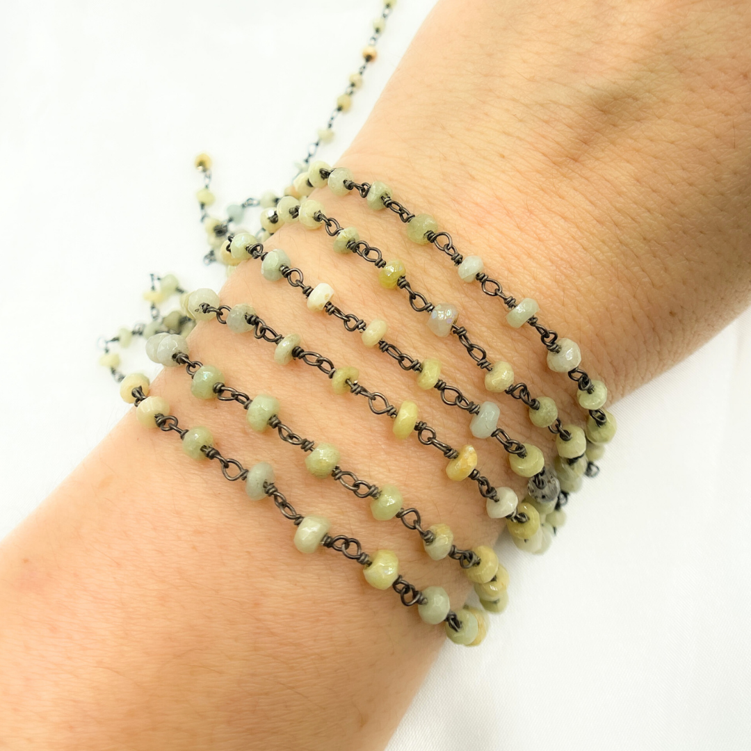 Coated Cats-eye Black Rhodium 925 Sterling Silver Wire Chain