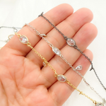 Load image into Gallery viewer, Tear Drop Shape Dangle & Oval Connector Cubic Zirconia Chain.
