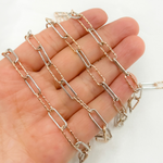 Load image into Gallery viewer, Rose Gold Plated & Sterling Silver Smooth & Diamond Cut Paperclip Chain