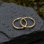 Load image into Gallery viewer, GER59. 14K Gold Diamond Cut Hollow Hoop Earrings