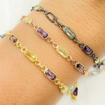 Load image into Gallery viewer, Multi Color Cubic Zirconia Rectangular Shape Connected Chain