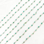 Load image into Gallery viewer, Green Turquoise Rondel Shape Sterling Silver Wire Chain
