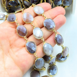 Load image into Gallery viewer, Coated Chocolate Organic Shape Bezel Gold Plated Wire Chain.