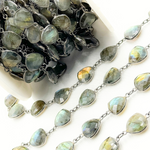 Load image into Gallery viewer, Labradorite Triangle Shape Bezel Oxidized Wire Chain