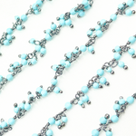 Load image into Gallery viewer, Turquoise Cluster Dangle Oxidized Wire Chain.