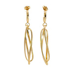 Load image into Gallery viewer, 15850005068. 14K Solid Gold Twist Double Oval Hollow Dangle Earrings