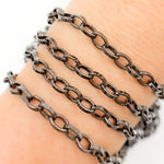 Load image into Gallery viewer, Black Rhodium Sterling Silver Flat Oval Link Chain