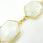 Load image into Gallery viewer, White Moonstone Hexagon Shape Bezel Gold Plated Wire Chain.