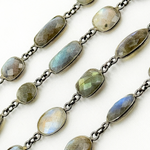 Load image into Gallery viewer, Labradorite Mix Shape Bezel Oxidized Wire Chain