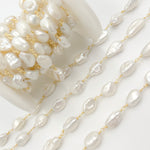 Load image into Gallery viewer, Gold Plated Wire Nugget Freshwater Pearl Chain