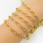 Load image into Gallery viewer, Gold Plated Sterling Silver Gold Plated Textured Long and Smooth Short Oval Chain