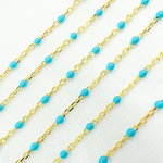 Load image into Gallery viewer, Gold Plated Sterling Silver Enamel Turquoise Color Cable Chain