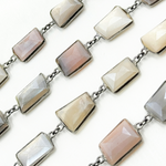 Load image into Gallery viewer, Coated Multi Moonstone Organic Shape Bezel Oxidized Wire Chain.