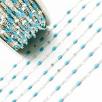 Load image into Gallery viewer, Sterling Silver Turquoise Color Enamel Marina Link Chain