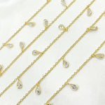 Load image into Gallery viewer, Cubic Zirconia Pear Shape Dangle Chain