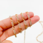 Load image into Gallery viewer, XM/3831C. 14K Gold Filled & Sterling Silver Figaro Link Chain – Long Gold, Short Silver Pattern
