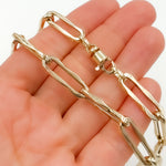 Load image into Gallery viewer, 568/A041. 14K Solid Gold Hollow Flat Paperclip Link Necklace