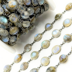 Load image into Gallery viewer, Labradorite Mix Shape Bezel Wire Chain.