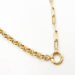 Load image into Gallery viewer, 568/914. 14K Solid Gold Hollow Paperclip and Cable Fancy Necklace
