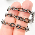Load image into Gallery viewer, Black Rhodium Sterling Silver Oval and Round Link Chain