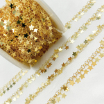 Load image into Gallery viewer, V71GP. Gold Plated 925 Sterling Silver Dangle Star Chain