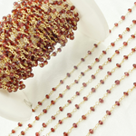 Load image into Gallery viewer, Garnet Wire Wrap Chain made with Gold Plated 925 Sterling Silver.