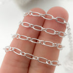 Load image into Gallery viewer, Sterling Silver Smooth Long and Short Link Chain