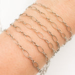 Load image into Gallery viewer, 738TWOX. Oxidized Sterling Silver Hammered Oval and Smooth Round Links Chain