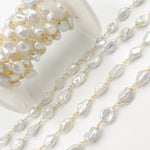 Load image into Gallery viewer, Gold Plated Wire Freshwater Grey Nugget Pearl Chain