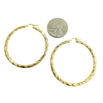 Load image into Gallery viewer, GER54. 14K Solid Gold Twist Round Hollow Hoop Earrings
