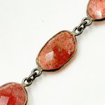 Load image into Gallery viewer, Strawberry Quartz Organic Shape Bezel Oxidized Wire Chain.