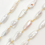 Load image into Gallery viewer, PRL24. Gold Plated Wire Biwa Freshwater Pearl Chain
