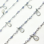 Load image into Gallery viewer, Coated Blue Moonstone & CZ Dangle Oxidized Wire Chain