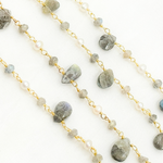Load image into Gallery viewer, Labradorite & Pearl Gold Plated Wire Chain.