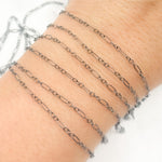 Load image into Gallery viewer, Black Rhodium Sterling Silver Smooth Long and Short Link Chain