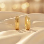 Load image into Gallery viewer, 15850022147. 14K Solid Gold Smooth and Ribbed Rectangular Hollow Hoop Earrings