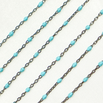 Load image into Gallery viewer, Oxidized Sterling Silver Enamel Turquoise Color Cable Chain