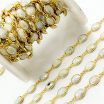 Load image into Gallery viewer, SIL6. Silverite Oval Shape Bezel Gold Plated 925 Sterling Silver Wire Chain